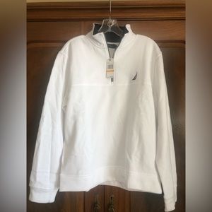 Mens Nautical White 3/4 zip Sweatshirt. NEW with tags! Unisex. Size Small
